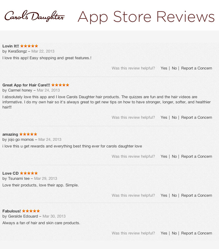 carol's daughter-app-store-reviews