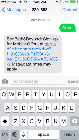 Bed Baby & Beyond Text Response