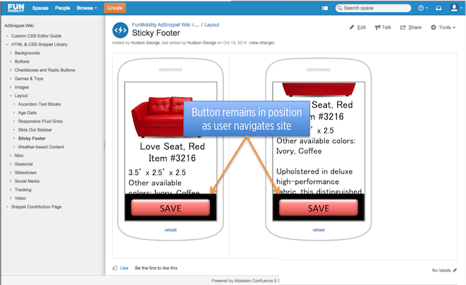 Mobile landing pages Sticky Footer Snippet